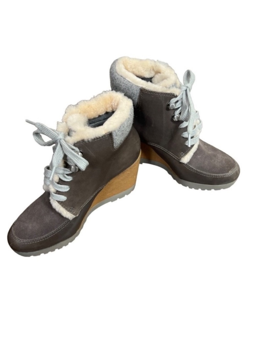 COLE HAAN Zero Grand City Wedge Fleece Lined Waterproof Boots Brown Sz 5 EUC